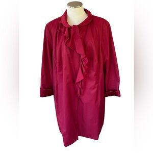 DKNY Women’s Collared Ruffled Raincoat Size 2X